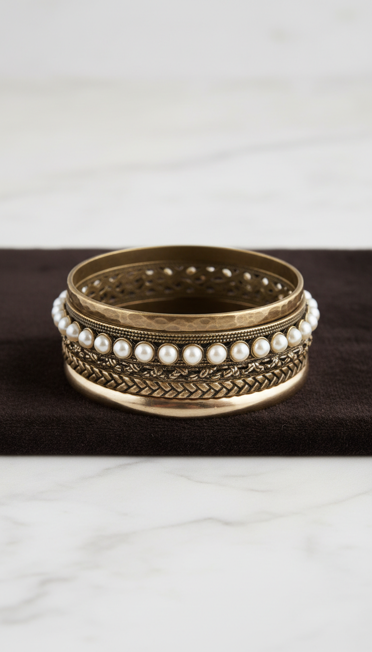 Antique Bronze Layered Bangle Set