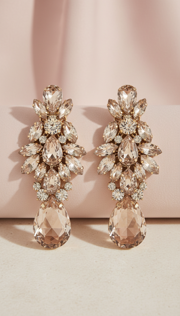 Champagne Crystal Statement Earrings