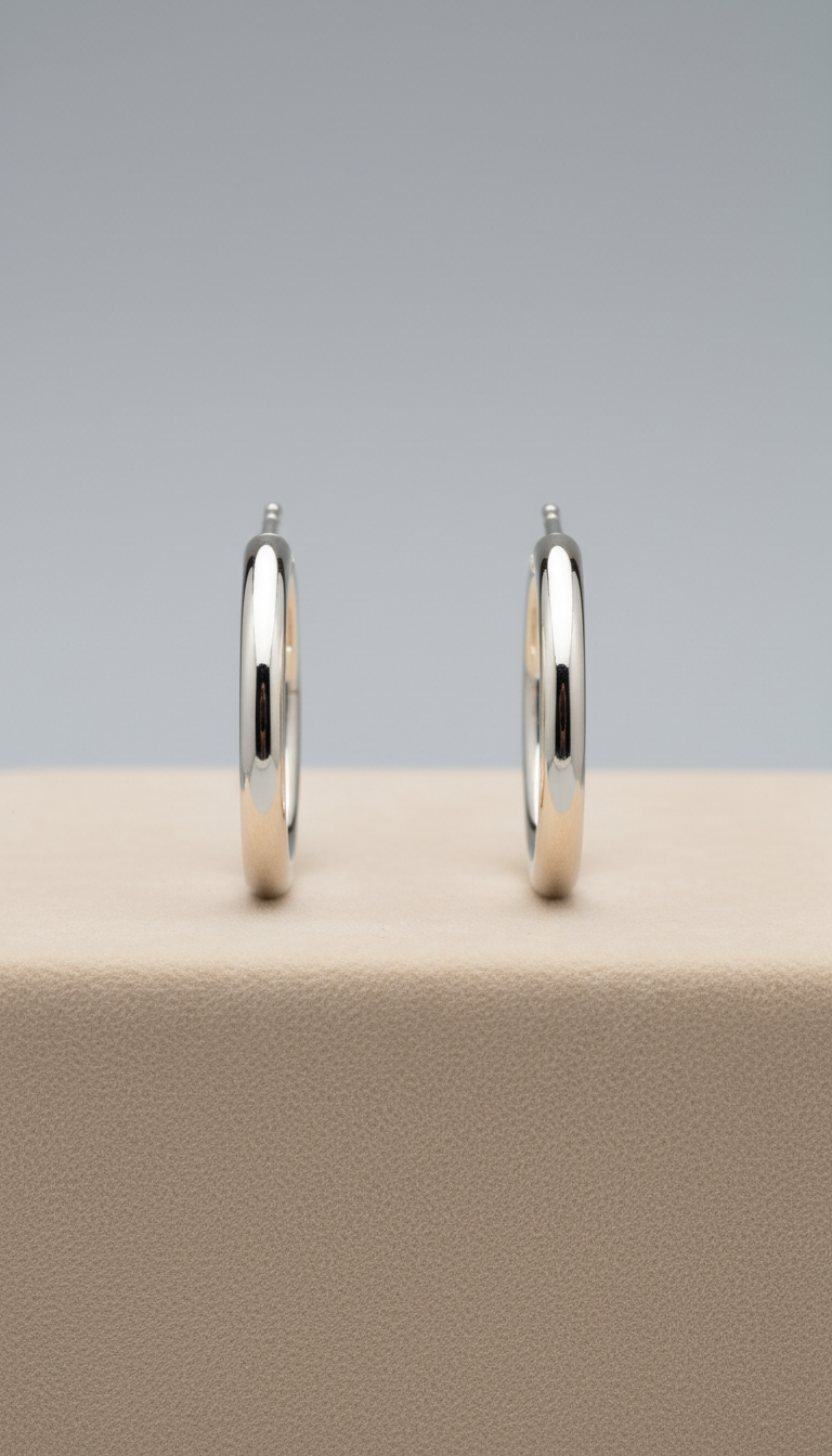 Platinum finish minimalist hoop earrings