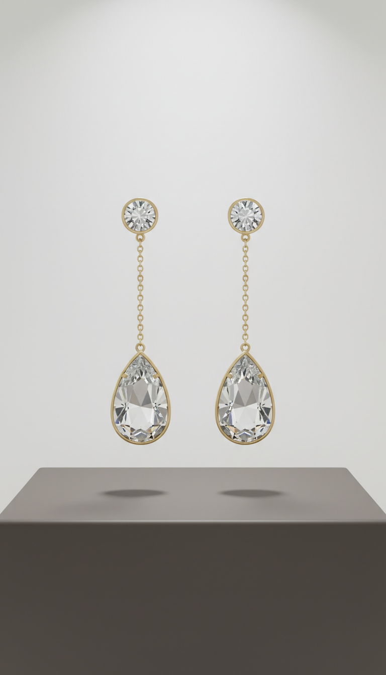 Crystal Drop Earrings With Faceted Cut