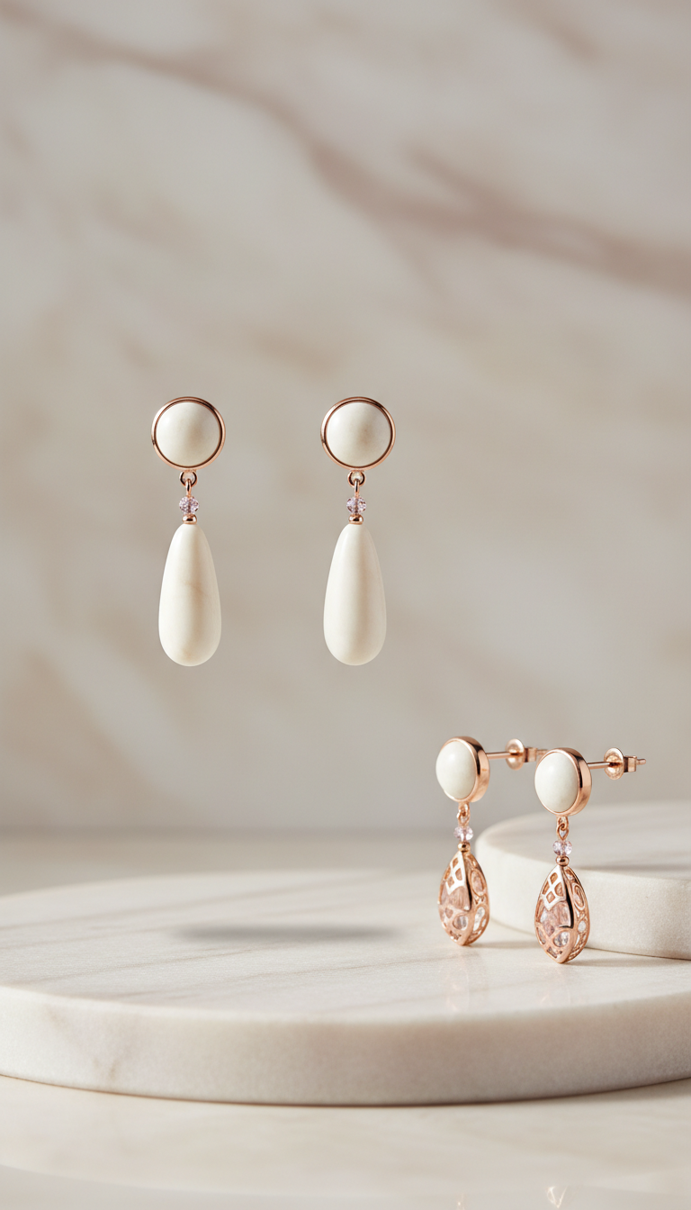 Ivory Marble Drop Earrings