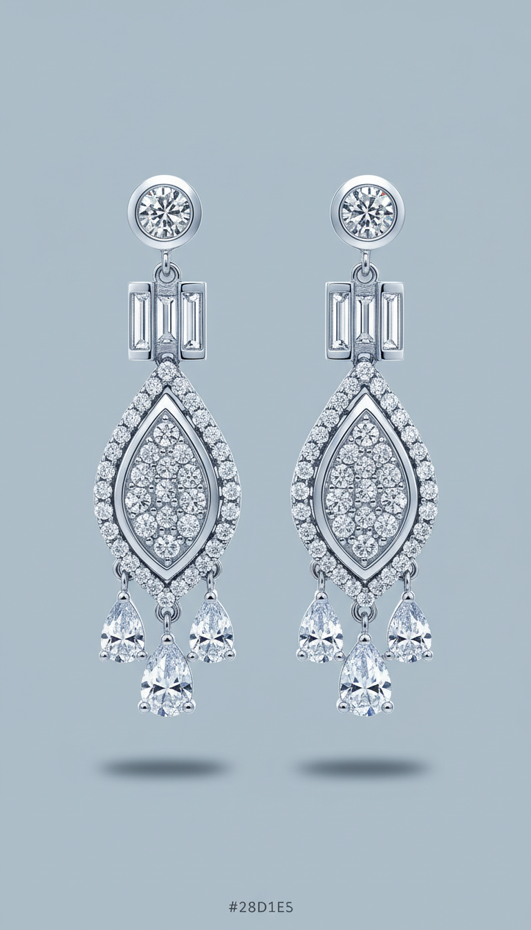 Sculptural drop earrings with cubic zirconia