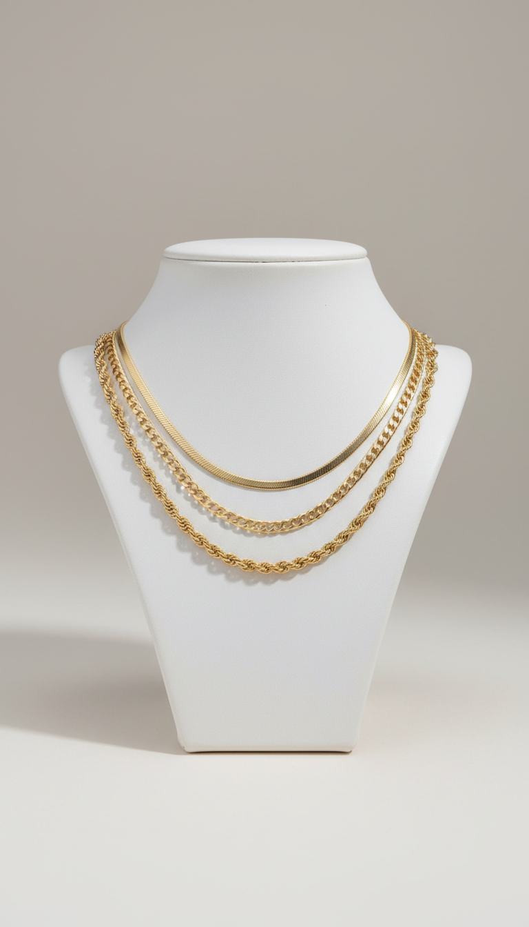 Layered Chain Necklace In Gold Plating