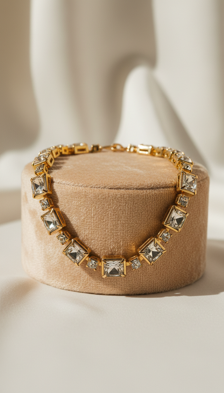 Gold-Plated Crystal Necklace