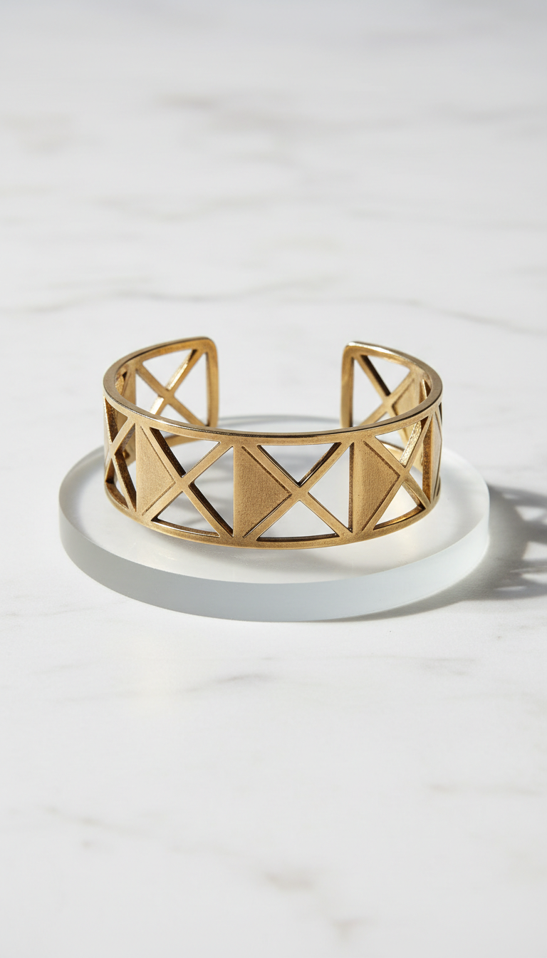 Antique Gold Geometric Cuff Bracelet