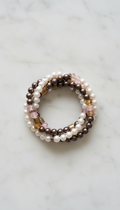 Pearl White and Deep Coffee Multi-Strand Bracelet