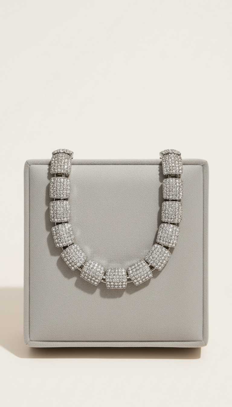 Pavé cubic zirconia collar necklace