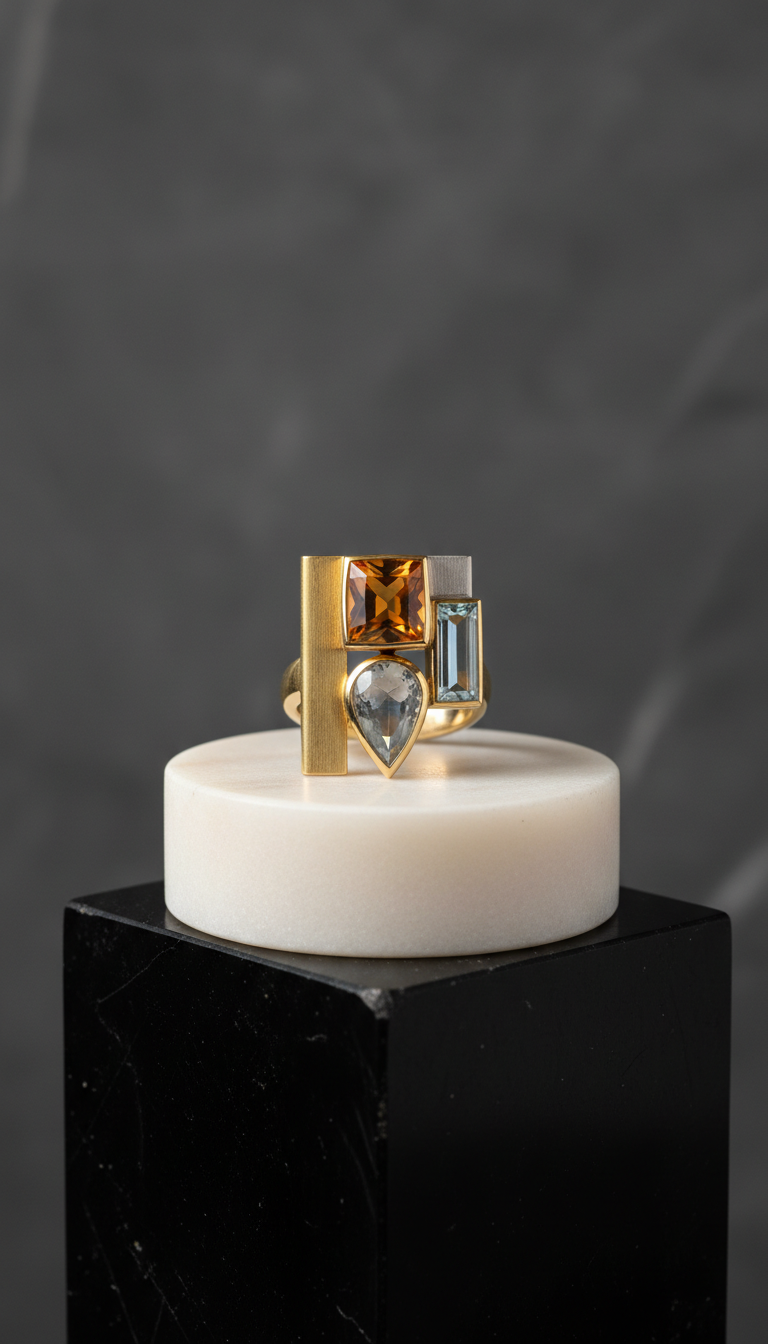 Gallery-Inspired Gemstone Cocktail Ring
