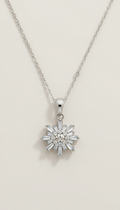 Rhodium-Plated Crystal Pendant Necklace