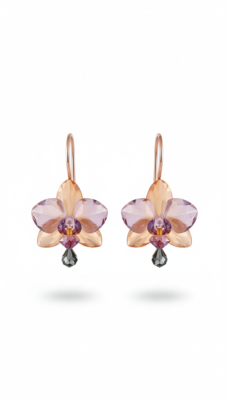 Crystal Orchid Drop Earrings