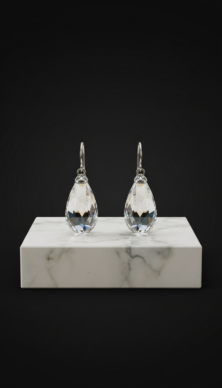 Sculpted Crystal Drop Earrings