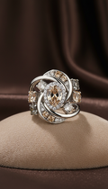 Rhodium and Crystal Statement Ring Set