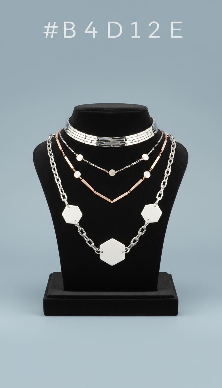 Geometric layered necklace set
